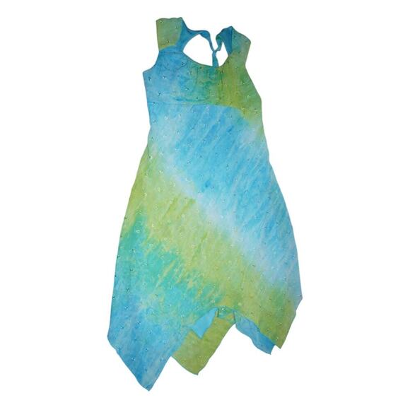 Hype Kids Green Blue Ombré Fairy Dress Size 8 Y2K Handkerchief Hem Shimmery - Picture 1 of 7